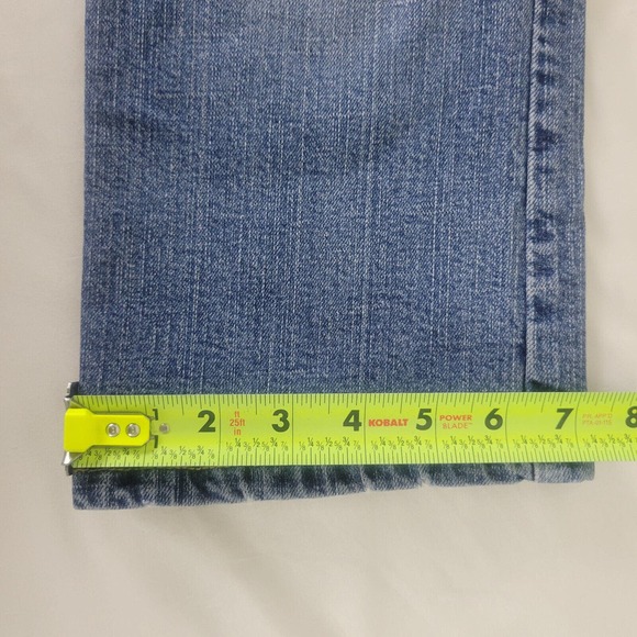 Leo Roma Juniors Jeans 7 Low Rise Capri Womens Studded Distressed Blue Denim - Picture 6 of 16